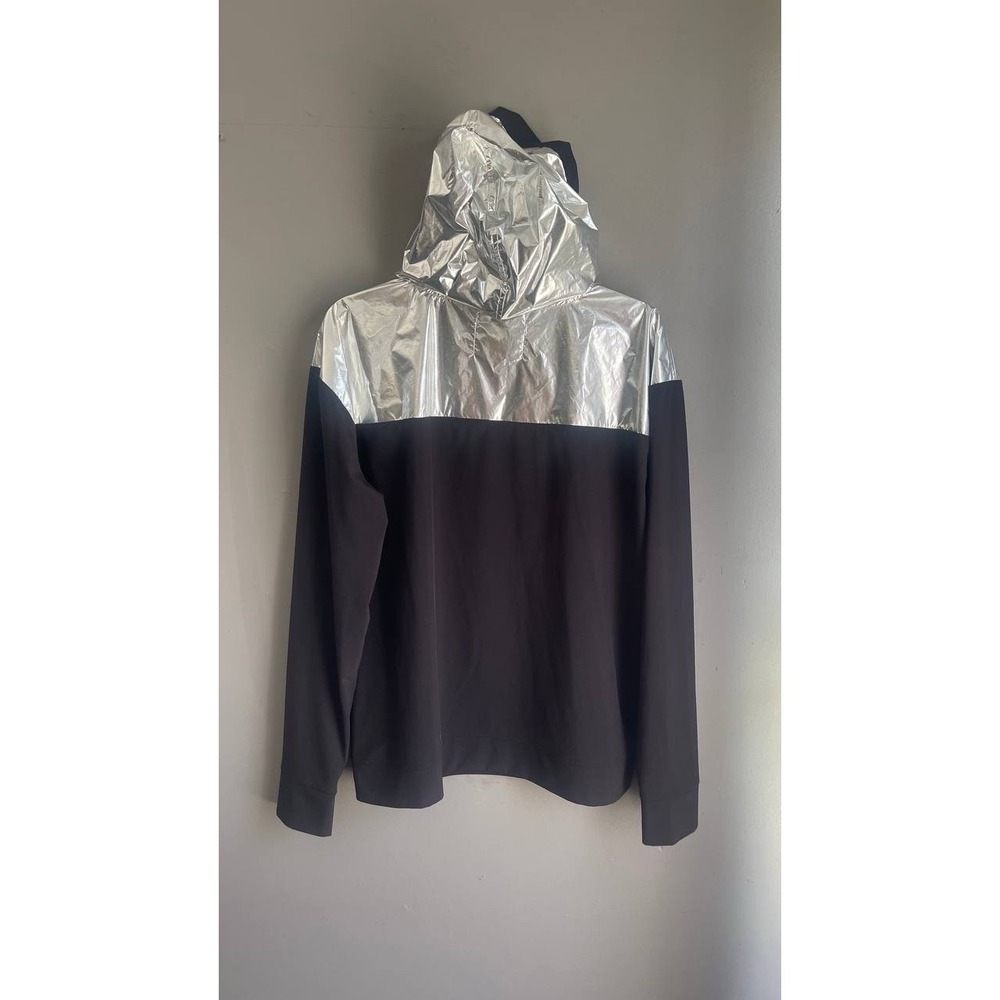 VICTORIAS SECRET SPORT ANORAK METALLIC BLACK JACKET HOODIE LIGHTWEIGHT Medium